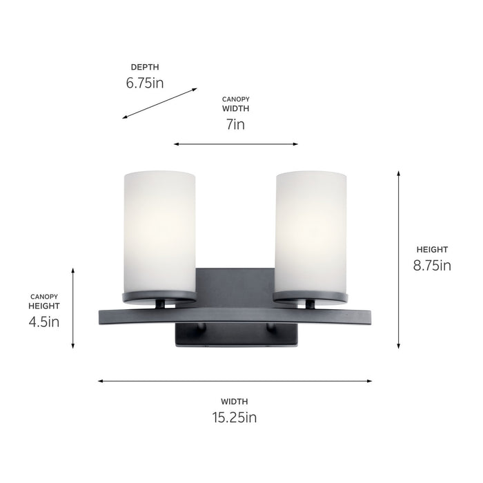 Kichler 45496BK Two Light Bath, Black