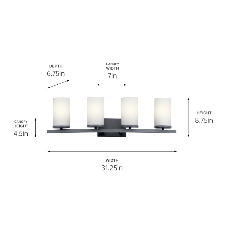 Kichler 45498BK Four Light Bath, Black