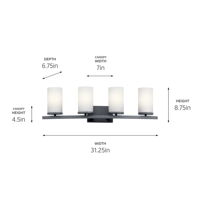 Kichler 45498BK Four Light Bath, Black