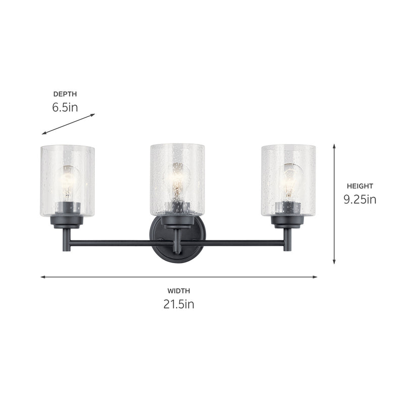 Kichler 45886BK Three Light Bath, Black