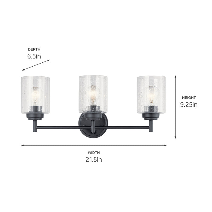 Kichler 45886BK Three Light Bath, Black