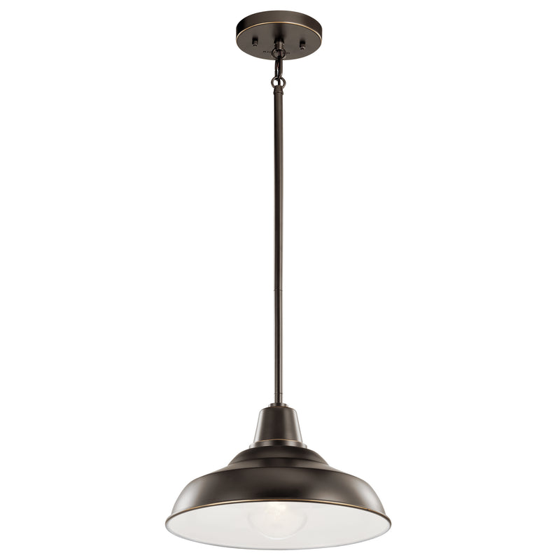 Kichler 49992OZ One Light Outdoor Pendant/Semi Flush, Olde Bronze