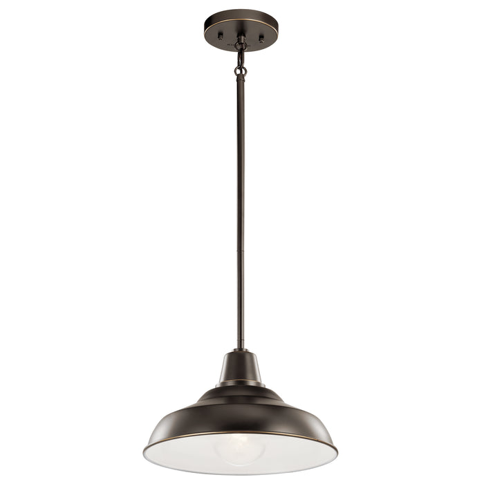 Kichler 49992OZ One Light Outdoor Pendant/Semi Flush, Olde Bronze