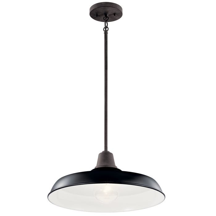 Kichler 49993BK One Light Outdoor Pendant/Semi Flush, Black