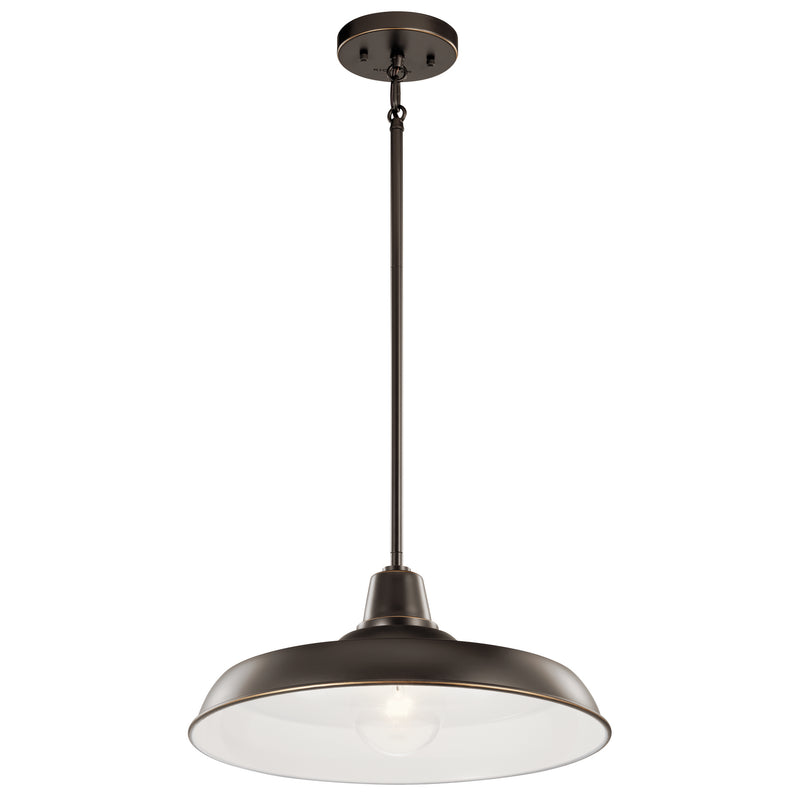 Kichler 49993OZ One Light Outdoor Pendant/Semi Flush, Olde Bronze