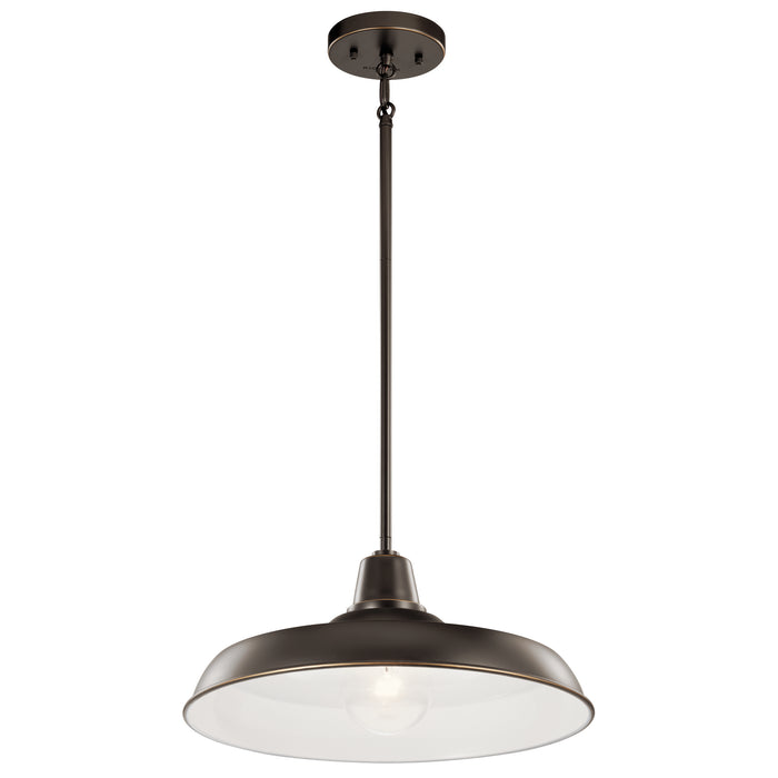 Kichler 49993OZ One Light Outdoor Pendant/Semi Flush, Olde Bronze