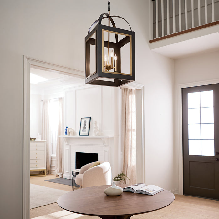 Kichler 52029BKNBR Four Light Foyer Pendant, Black