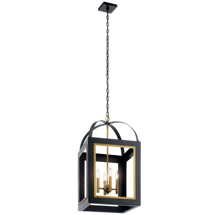 Kichler 52029BKNBR Four Light Foyer Pendant, Black