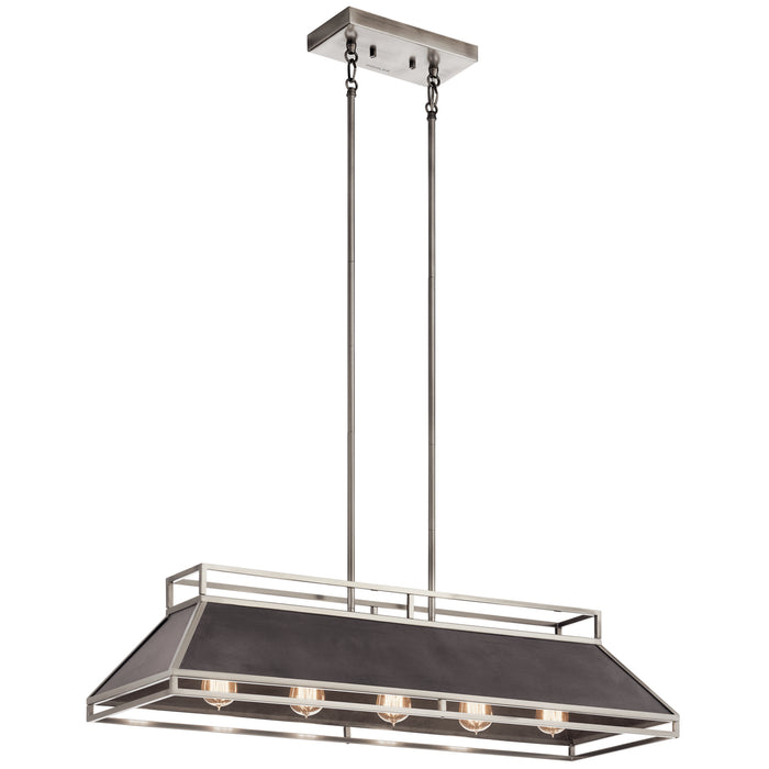 Kichler 52037CLP Five Light Linear Chandelier, Classic Pewter