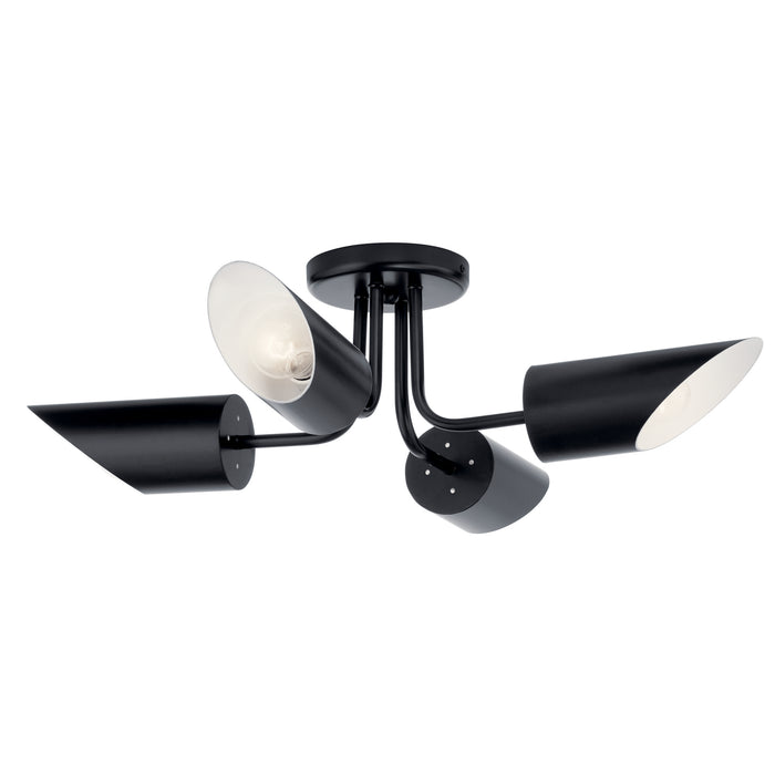 Kichler 52164BK Four Light Semi Flush Mount, Black
