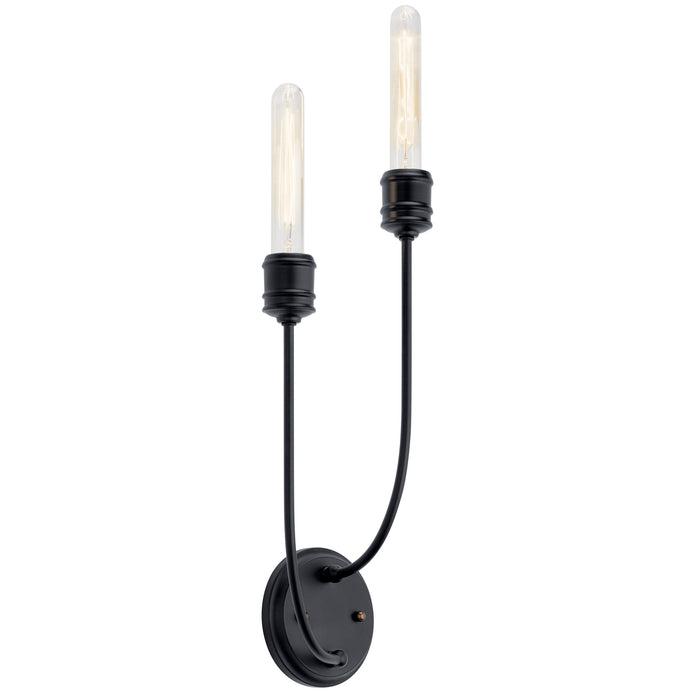 Kichler 52259BK Two Light Wall Sconce, Black