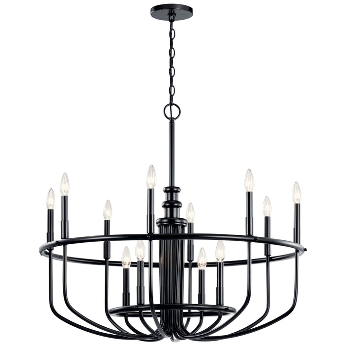 Kichler 52305BK 12 Light Chandelier, Black
