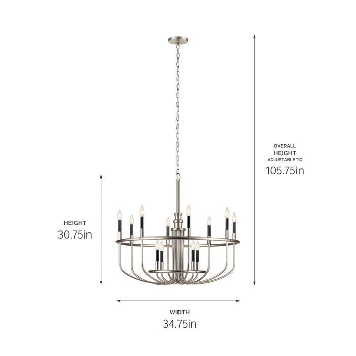 Kichler 52305NI 12 Light Chandelier, Brushed Nickel (Open Box - Final Sale)