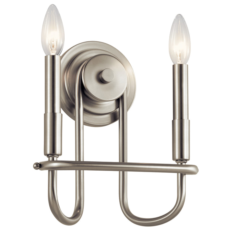 Kichler 52308NI Two Light Wall Sconce, Brushed Nickel