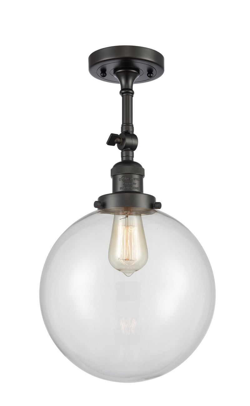 Innovations 201F-OB-G202-10 One Light Semi-Flush Mount, Oil Rubbed Bronze