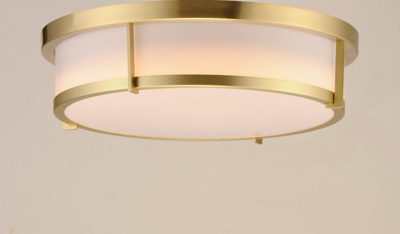 Maxim 10270WTSBR Three Light Flush Mount, Satin Brass