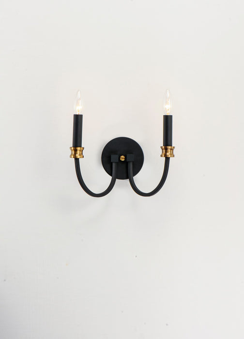 Maxim 11372BKAB Two Light Wall Sconce, Black / Antique Brass