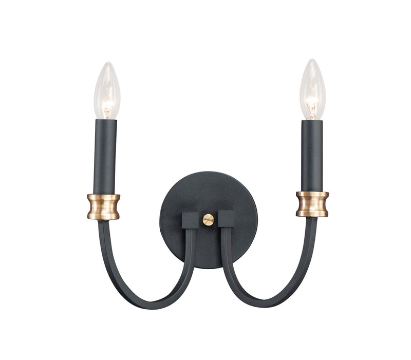 Maxim 11372BKAB Two Light Wall Sconce, Black / Antique Brass