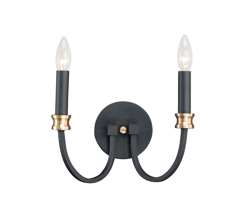 Maxim 11372BKAB Two Light Wall Sconce, Black / Antique Brass
