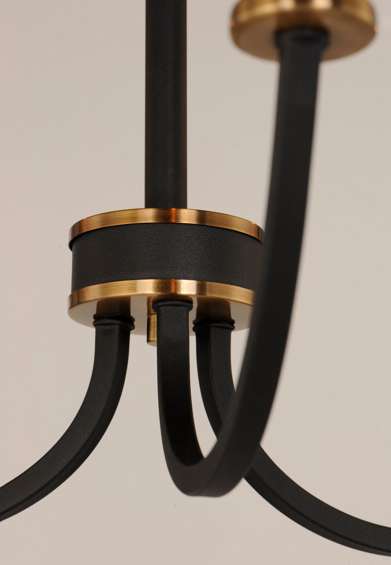 Maxim 11375BKAB Five Light Chandelier, Black / Antique Brass