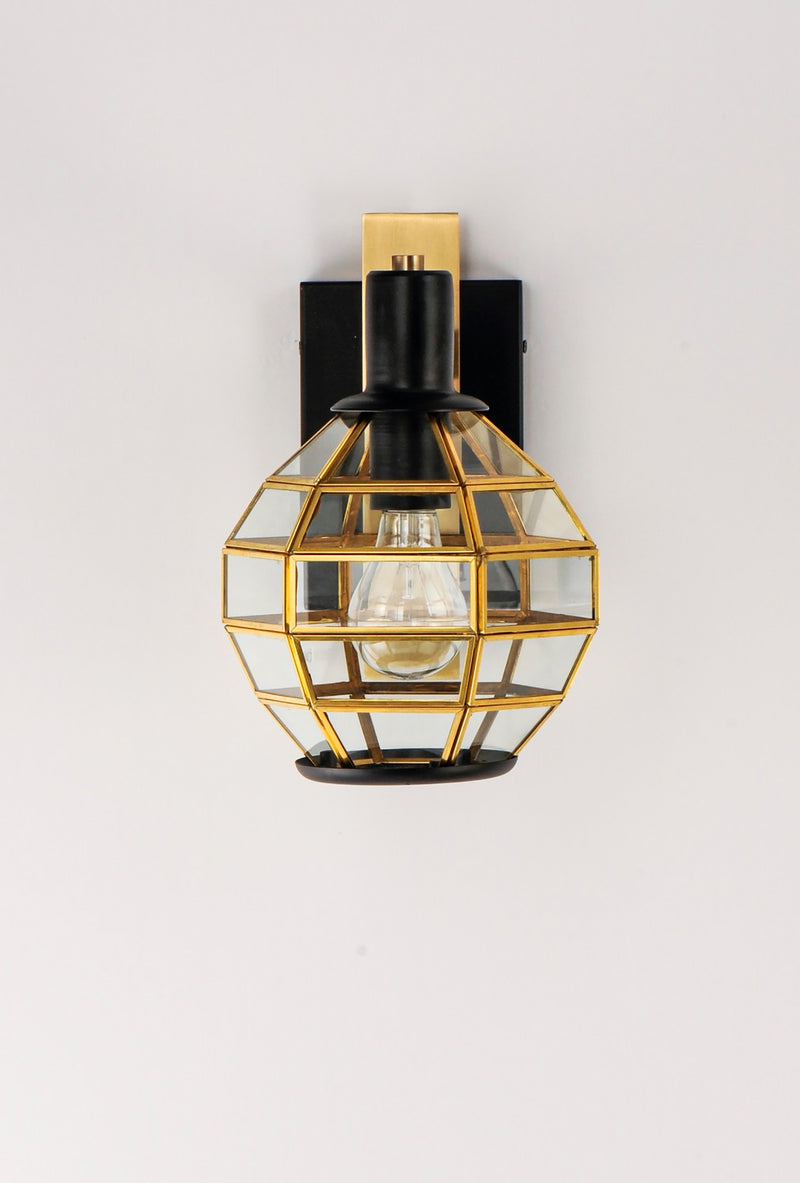 Maxim 11543BKBUB One Light Outdoor Wall Lantern, Black / Burnished Brass