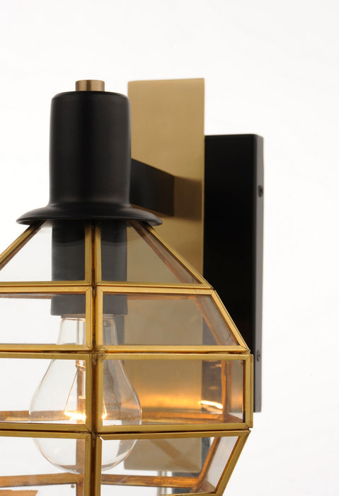 Maxim 11543BKBUB One Light Outdoor Wall Lantern, Black / Burnished Brass