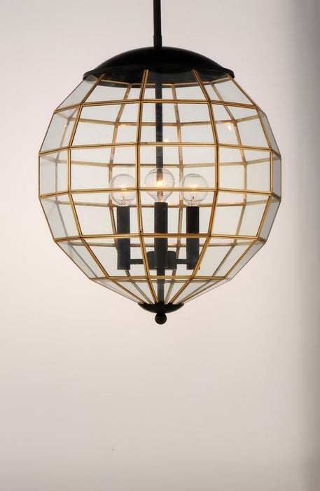 Maxim 11546BKBUB Three Light Pendant, Black / Burnished Brass
