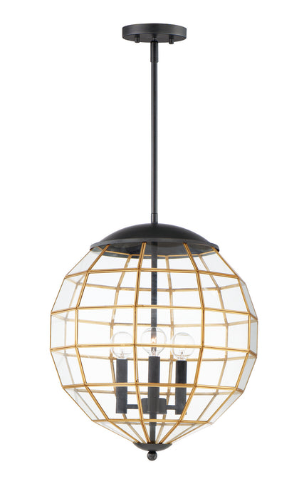 Maxim 11546BKBUB Three Light Pendant, Black / Burnished Brass