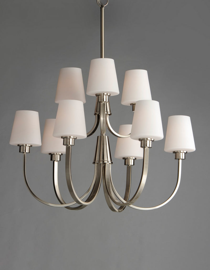 Maxim 11826SWSN Nine Light Chandelier, Satin Nickel