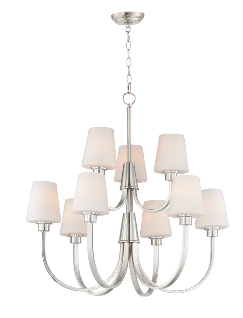 Maxim 11826SWSN Nine Light Chandelier, Satin Nickel