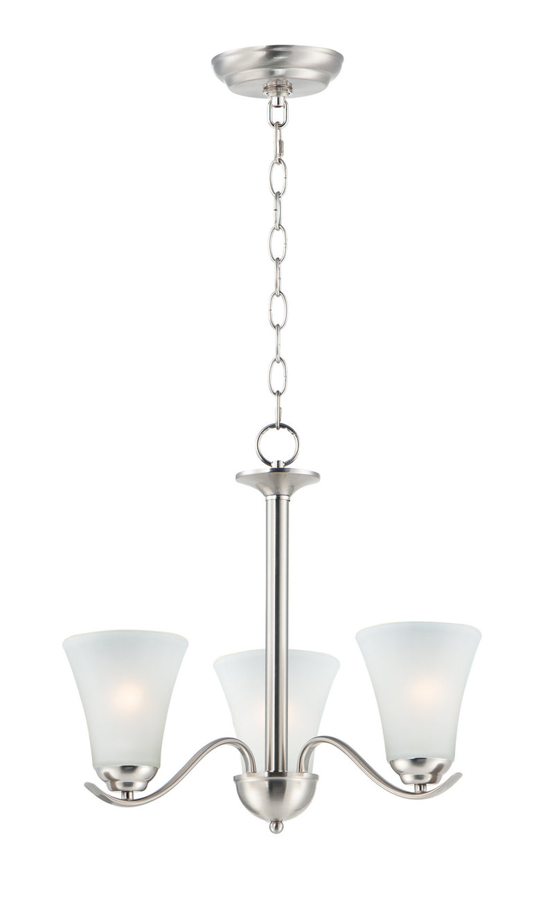 Maxim 12073FTSN Three Light Chandelier, Satin Nickel
