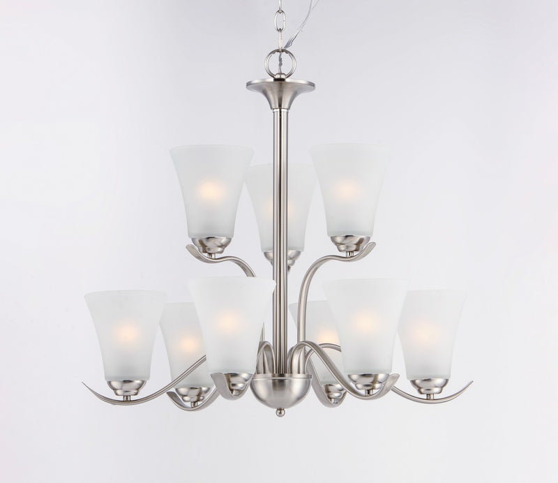Maxim 12076FTSN Nine Light Chandelier, Satin Nickel