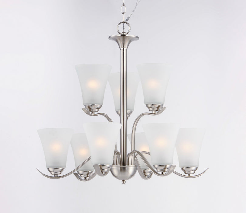 Maxim 12076FTSN Nine Light Chandelier, Satin Nickel