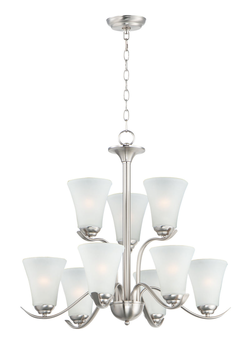 Maxim 12076FTSN Nine Light Chandelier, Satin Nickel