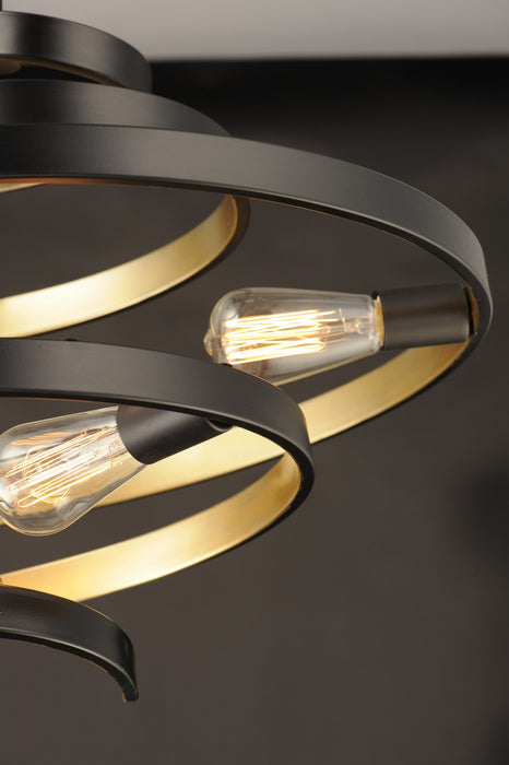 Maxim 12230BKGLD Three Light Semi-Flush Mount, Black / Gold
