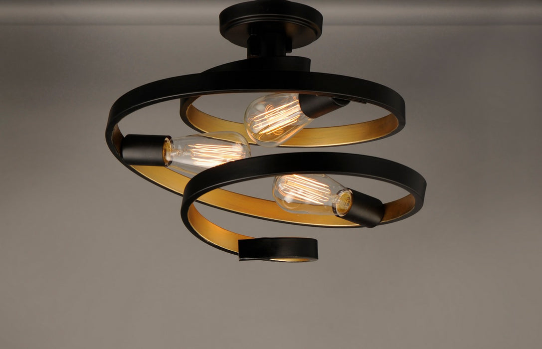 Maxim 12230BKGLD Three Light Semi-Flush Mount, Black / Gold