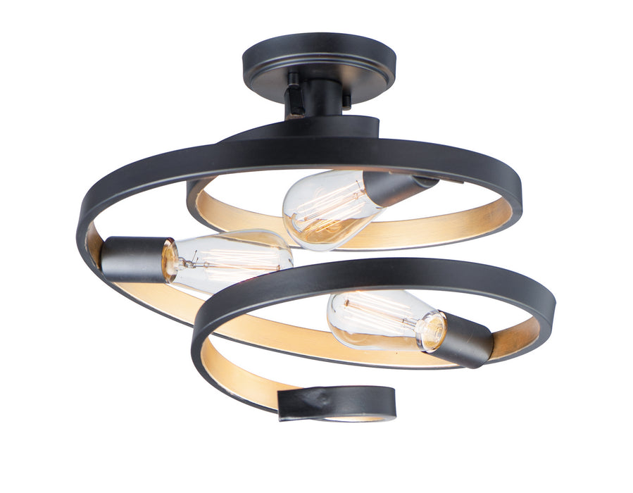 Maxim 12230BKGLD Three Light Semi-Flush Mount, Black / Gold