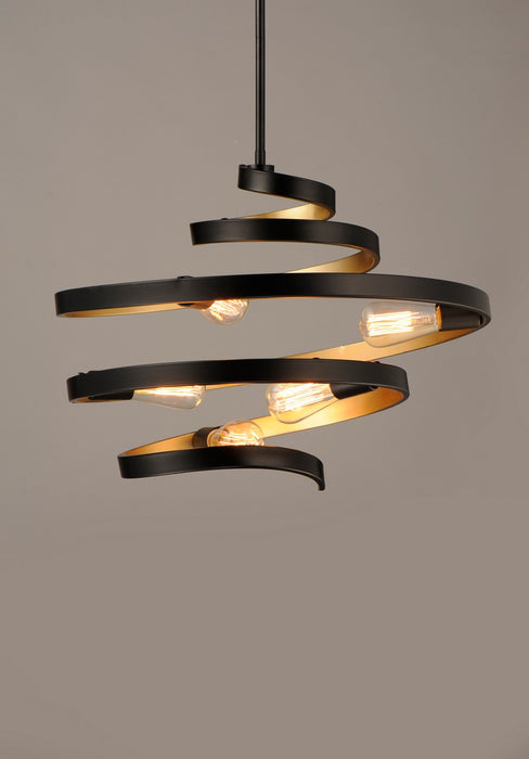 Maxim 12235BKGLD Five Light Pendant, Black / Gold
