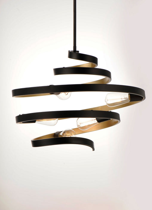 Maxim 12235BKGLD Five Light Pendant, Black / Gold