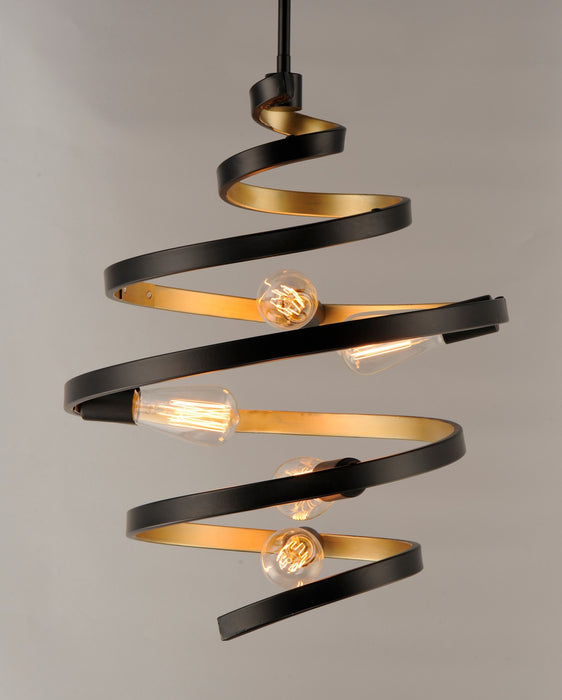 Maxim 12236BKGLD Five Light Pendant, Black / Gold