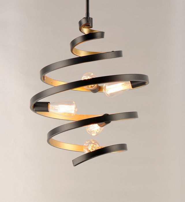 Maxim 12236BKGLD Five Light Pendant, Black / Gold