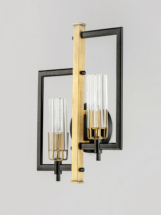 Maxim 16115CLBKAB Two Light Wall Sconce, Black / Antique Brass