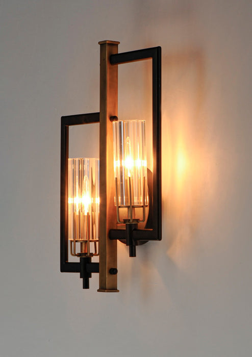 Maxim 16115CLBKAB Two Light Wall Sconce, Black / Antique Brass