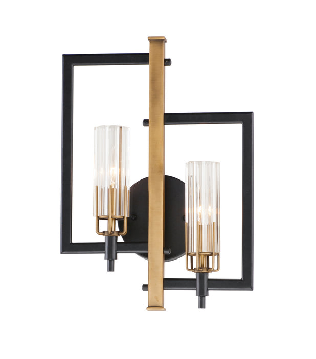 Maxim 16115CLBKAB Two Light Wall Sconce, Black / Antique Brass