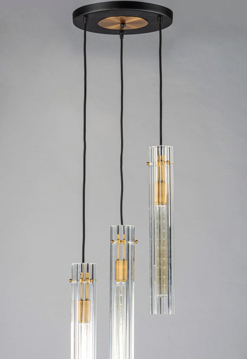 Maxim 16123CLBKAB Three Light Chandelier, Black / Antique Brass