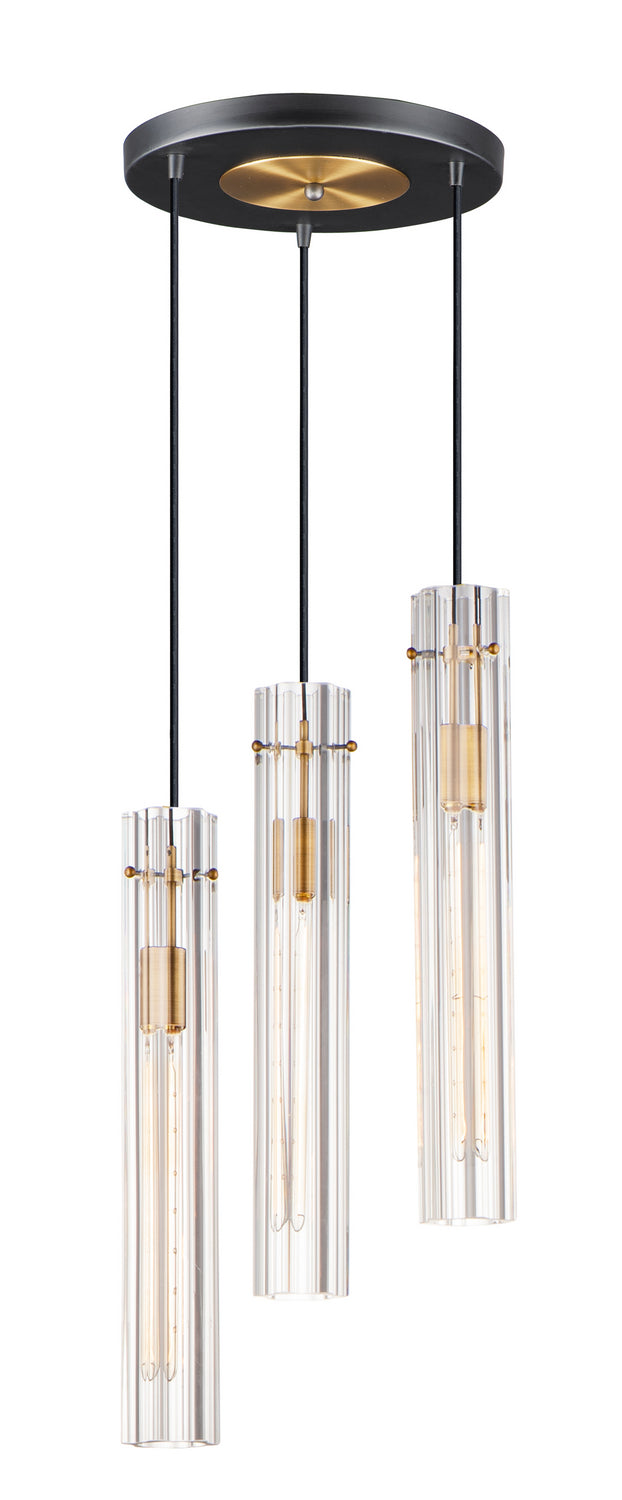 Maxim 16123CLBKAB Three Light Chandelier, Black / Antique Brass