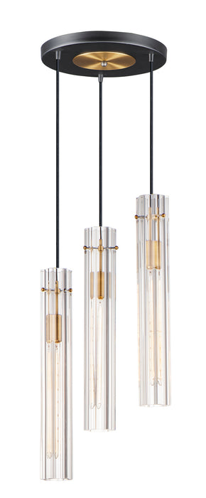 Maxim 16123CLBKAB Three Light Chandelier, Black / Antique Brass