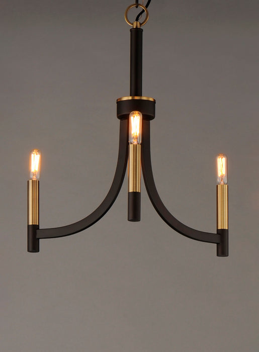 Maxim 21523BZAB Three Light Chandelier, Bronze / Antique Brass