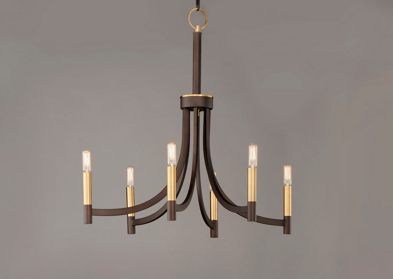 Maxim 21526BZAB Six Light Chandelier, Bronze / Antique Brass