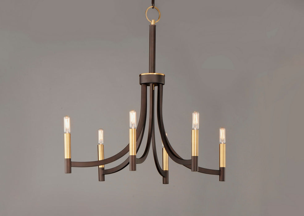 Maxim 21526BZAB Six Light Chandelier, Bronze / Antique Brass